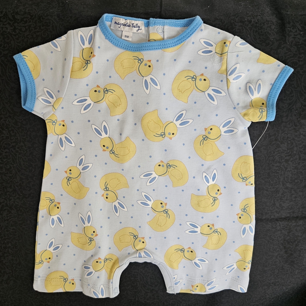 NWT "Mangnolia Baby Bunny Ears Printed Playsuit." 3 Months